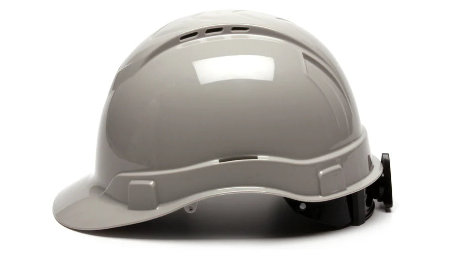 Pyramex Ridgeline Cap Style Hard Hat, Vented, 4-Point Ratchet Suspension, Gray