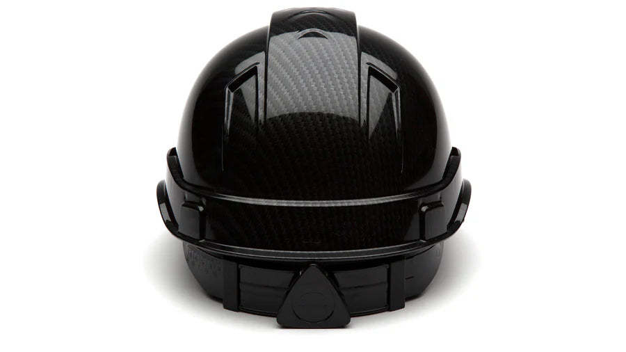 Pyramex Ridgeline Cap Style Hard Hat, 4-Point Ratchet Suspension, Shiny Black Graphite Pattern