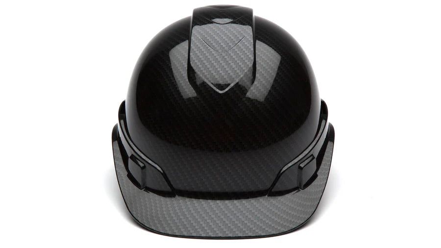 Pyramex Ridgeline Cap Style Hard Hat, 4-Point Ratchet Suspension, Shiny Black Graphite Pattern