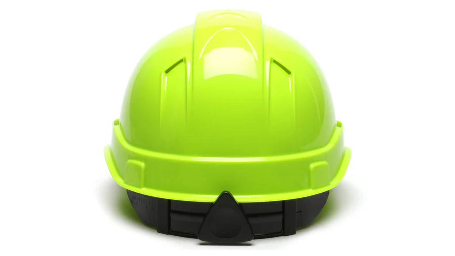 Pyramex Ridgeline Cap Style Hard Hat, Vented, 4-Point Ratchet Suspension, Hi-Vis Lime