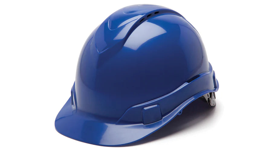 Pyramex Ridgeline Cap Style Hard Hat, Vented, 4-Point Ratchet Suspension, Blue