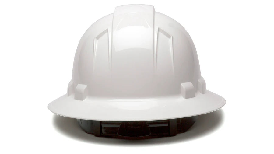 Pyramex Ridgeline Full Brim Hard Hat, 4-Point Ratchet Suspension, White