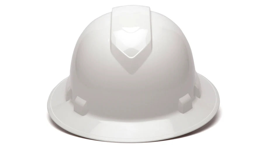 Pyramex Ridgeline Full Brim Hard Hat, 4-Point Ratchet Suspension, White