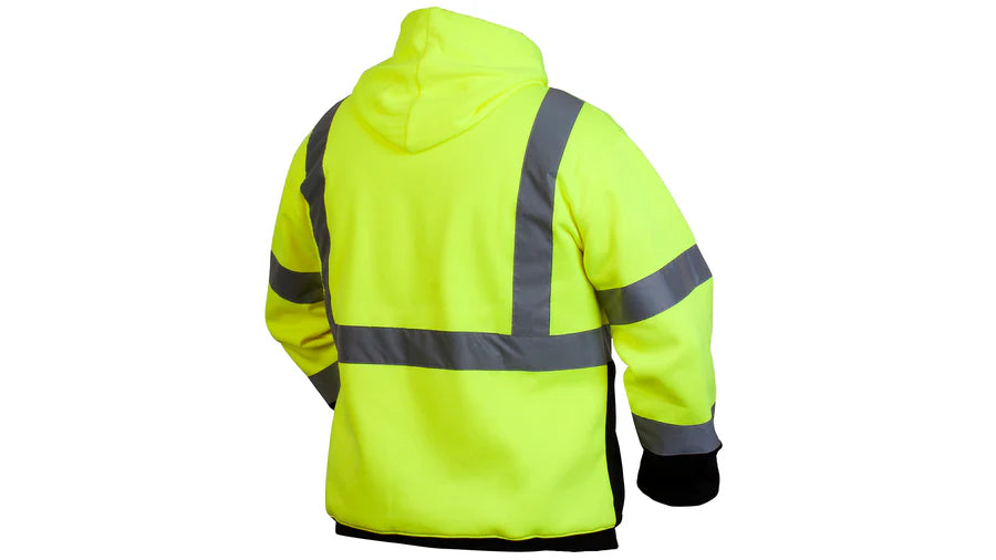 Pyramex Safety unisex adult Hoodie Pyramex Hi Vis Lime Safety Pullover Sweatshirt with Black Bottom Medium, Green, Medium US