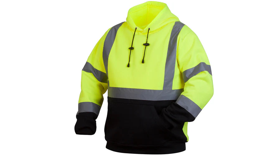 Pyramex Safety unisex adult Hoodie Pyramex Hi Vis Lime Safety Pullover Sweatshirt with Black Bottom Medium, Green, Medium US