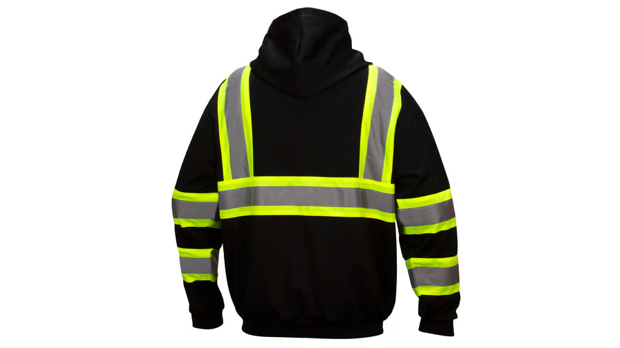 Pyramex Safety Series Enhanced Visibility Black Sweatshirt ANSI Type 0 Class 1 with reflective contrasting tape, 2x large