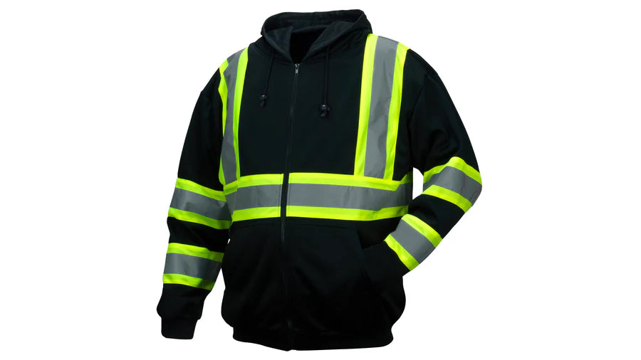 Pyramex Safety Series Enhanced Visibility Black Sweatshirt ANSI Type 0 Class 1 (Size X-Large)