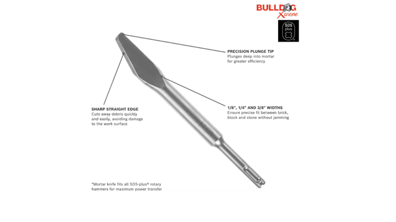 Bosch (HS1401) 3/8 In. Mortar Knife SDS-plus Bulldog Hammer Steel