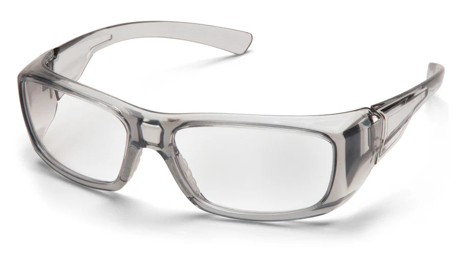 Pyramex Clear Safety Reader Glasses, Scratch-Resistant, Gray Frame