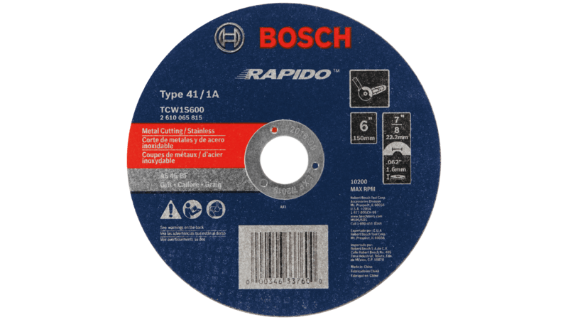 Bosch (TCW1S600) 6 In. 1/16 In. 7/8 In. Arbor Type 1A (ISO 41) 46 Grit Rapido Fast Metal/Stainless Cutting Abrasive Wheel
