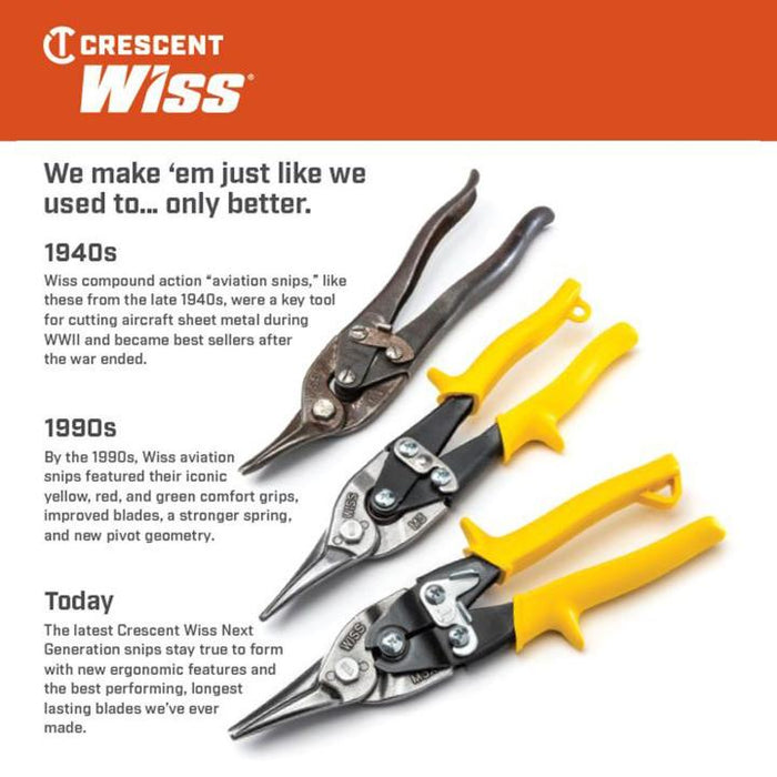 Crescent Wiss 9-3/4" Metal Master Compound Action Straight and Right Cut Aviation Snips