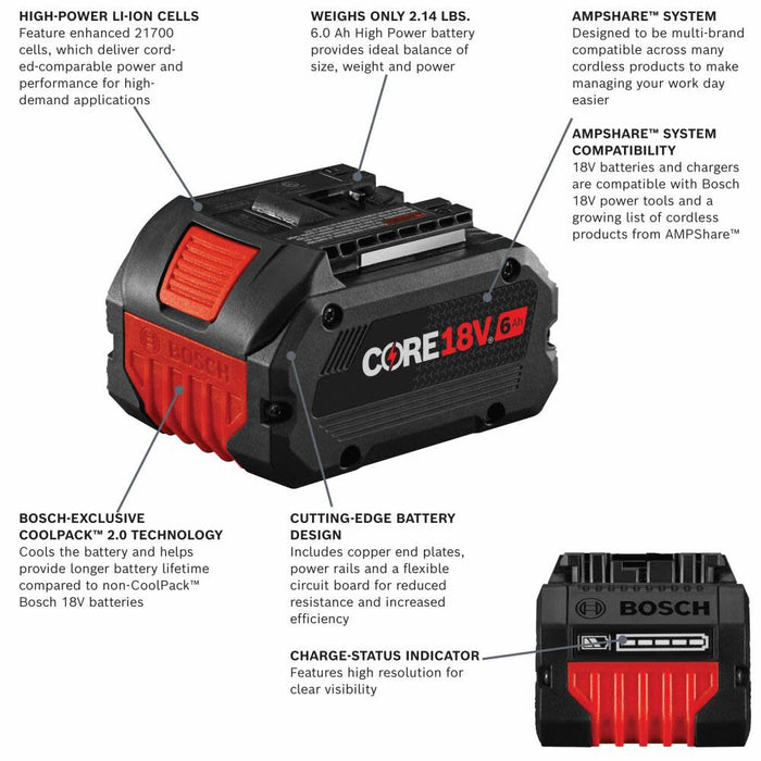 Bosch 18V CORE Lithium-Ion 6Ah High Power Battery