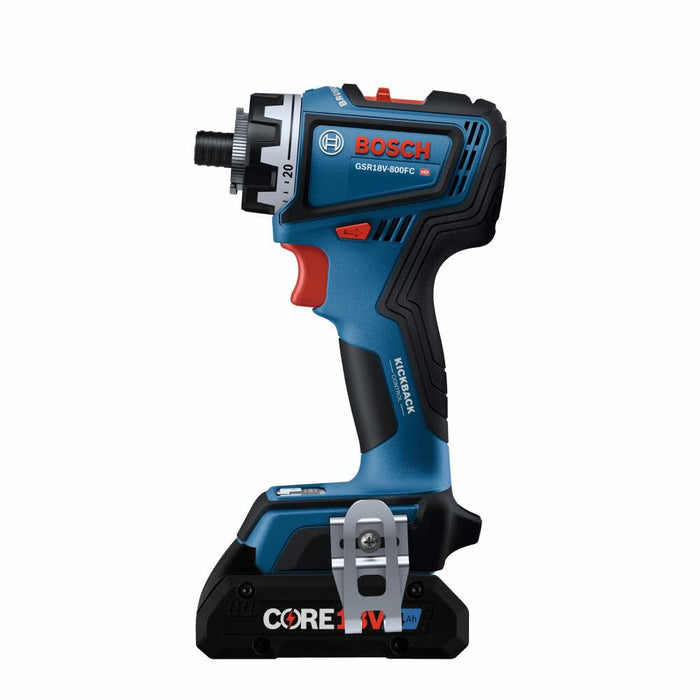 BOSCH 18V Drill/Driver with 5-In-1 Flexiclick System and 2pk CORE18V 4Ah Advanced Power Battery