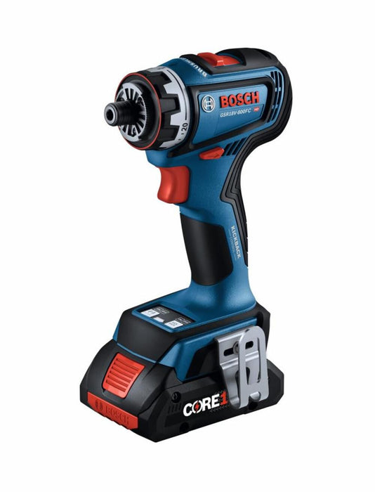 BOSCH 18V Drill/Driver with 5-In-1 Flexiclick System and 2pk CORE18V 4Ah Advanced Power Battery