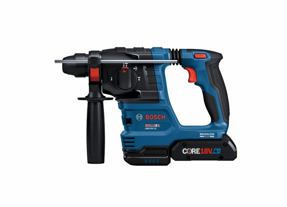 Bosch 18V SDS-Plus Bulldog 3/4 In. Rotary Hammer Kit with 2ct CORE18 4Ah Advanced Power Batteries