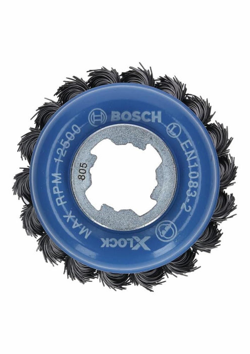 Bosch 3 In. Wheel Dia. X-LOCK Arbor Carbon Steel Knotted Wire Single Row Cup Brush