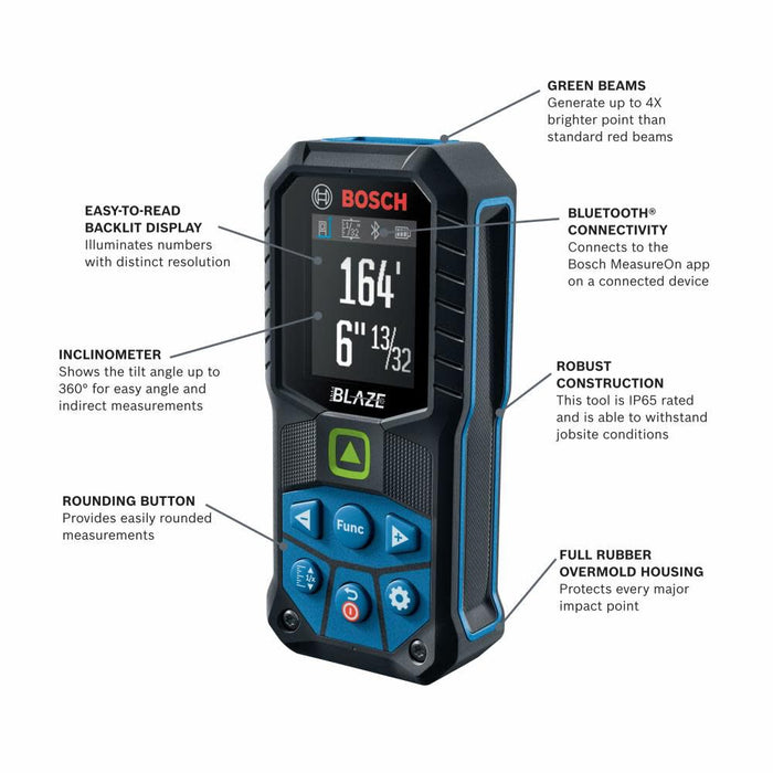 BOSCH BLAZE Connected 165ft Green Beam Laser Distance Measurer