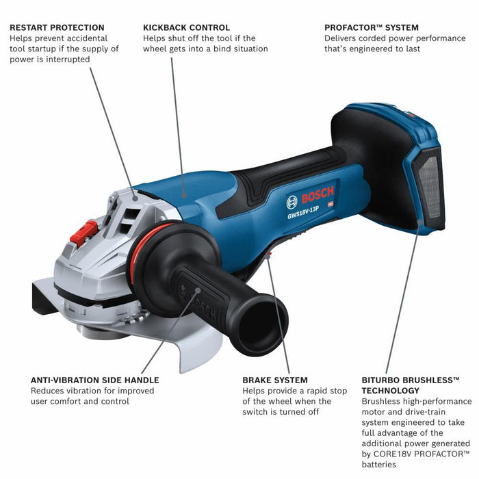 Bosch PROFACTOR 18V Spitfire 5-6 In. Angle Grinder Kit