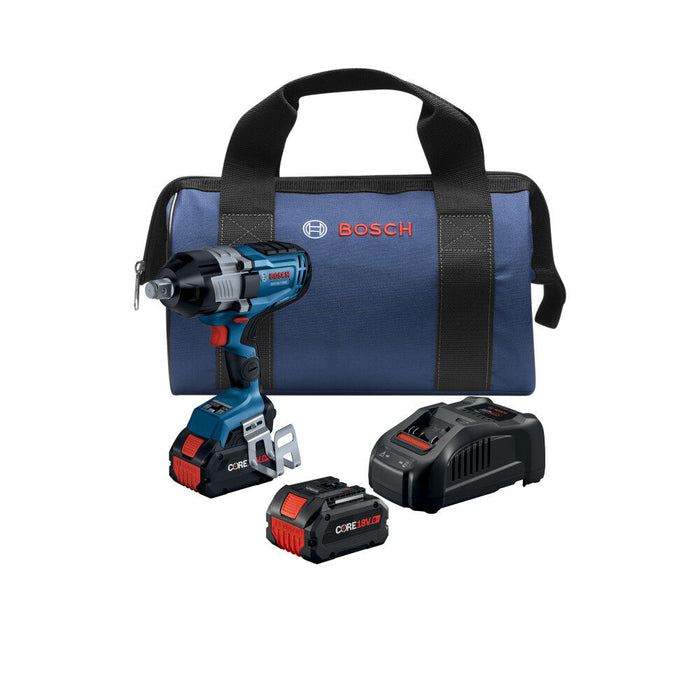 Bosch PROFACTOR 18V Connected-Ready 3/4 In. High Torque Impact Wrench Kit with Friction Ring and Thru-Hole and (2) CORE18V 8 Ah Batteries