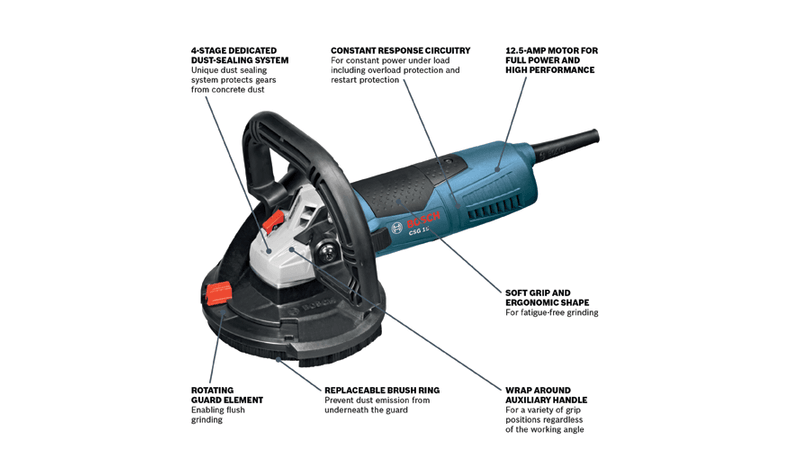 BOSCH 5 In. Concrete Surfacing Grinder with Dedicated Dust-Collection Shroud