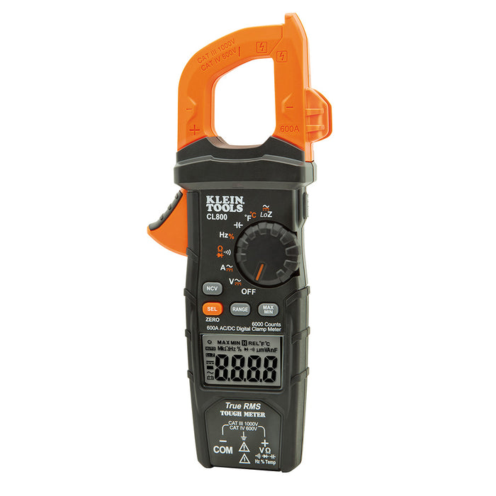 Klein Tools CL800 Digital Clamp Meter, Auto Ranging TRMS, AC/DC Volt/Current, LoZ, Continuity, Frequency, Capacitance, NCVT, Temp, More 1000V