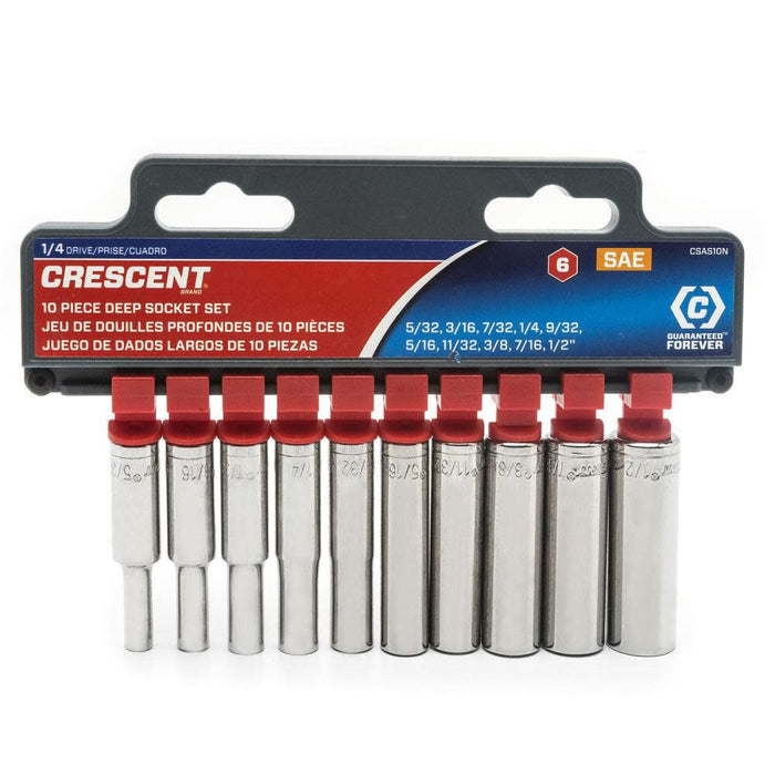 Crescent 10-Piece 1/4" Drive 6-Point Deep SAE Socket Set