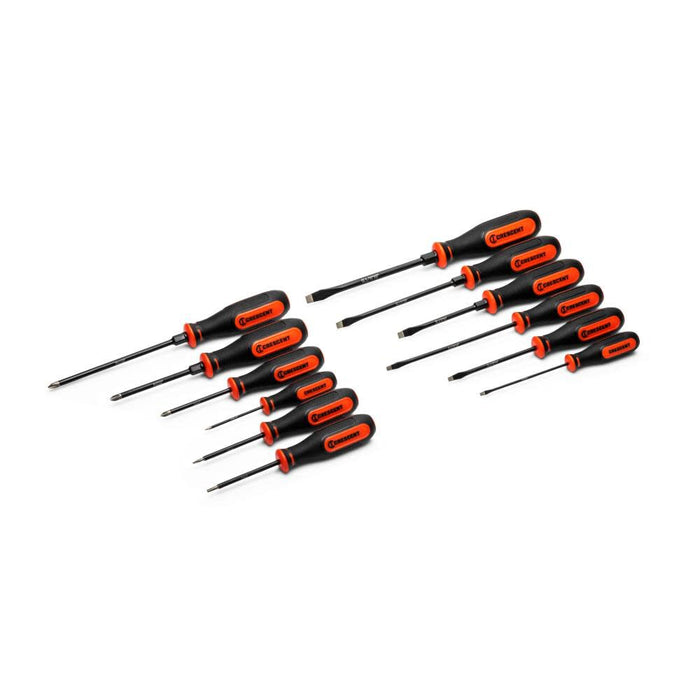 Crescent 12 Pc. Diamond Tip Dual Material Screwdriver Set with Phillips, Slotted, and Torx Screwdrivers - CDT12PCSET