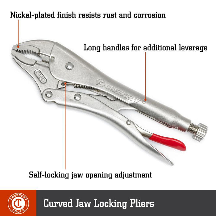 Crescent 3 Piece Curved Jaw Locking Pliers with Wire Cutter Set (CLP3SETN-08)