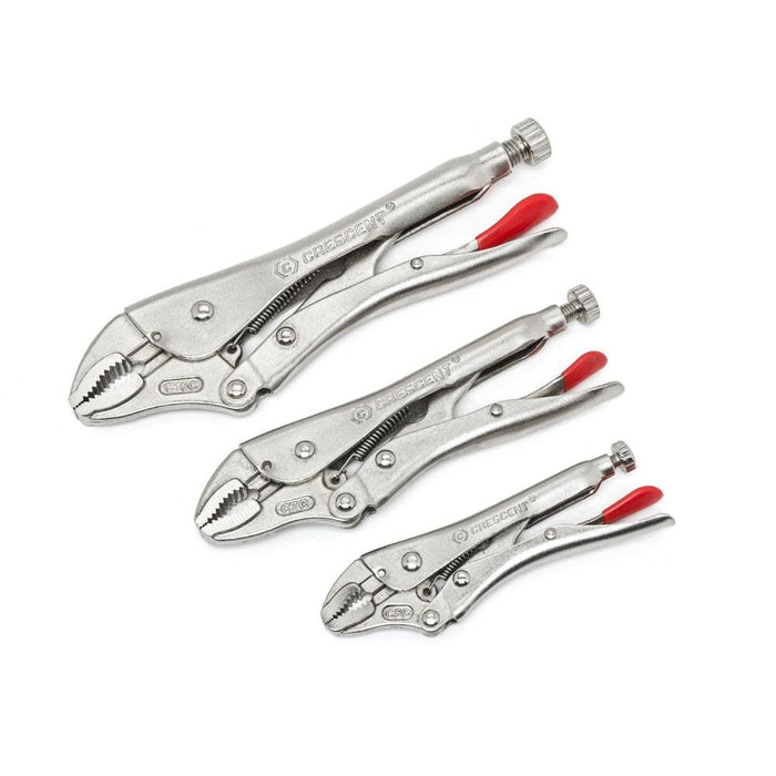 Crescent 3 Piece Curved Jaw Locking Pliers with Wire Cutter Set (CLP3SETN-08)