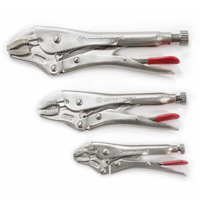 Crescent 3 Piece Curved Jaw Locking Pliers with Wire Cutter Set (CLP3SETN-08)