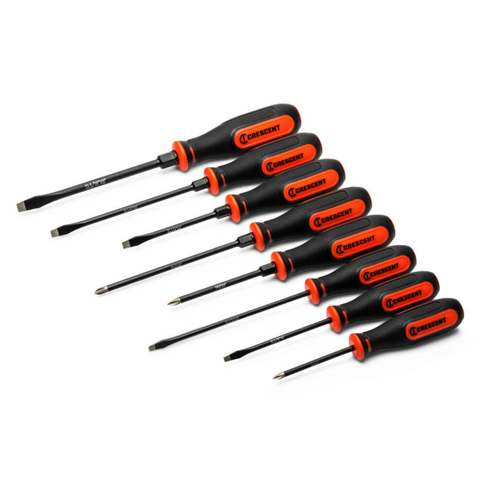 Crescent 8PC Diamond Tip Dual Material Screwdriver Set with Phillips and Slotted Screwdrivers - CDT8PCSET