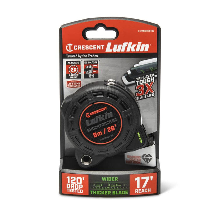 Crescent Lufkin Shockforce Nite Eye G2 26 ft Tape Measure