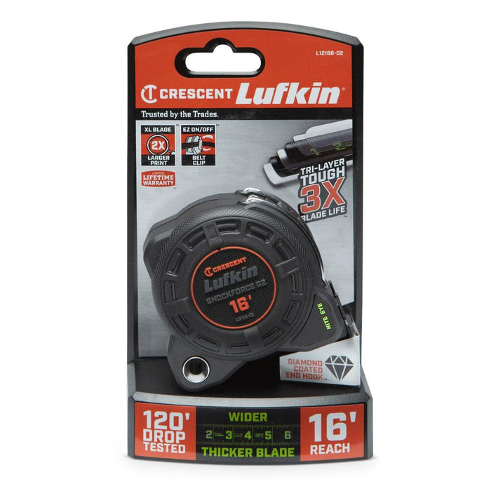 Crescent Lufkin Shockforce G2 16-ft Nite Eye, Magnetic Tape Measure