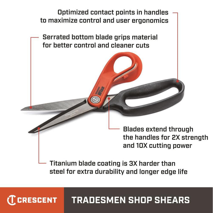 Crescent Wiss 10in Tradesman Shears Heavy Duty Titanium Coated