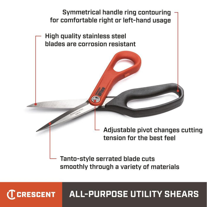 Crescent Wiss 8-1/2in Tradesman Shears All Purpose Stainless Steel