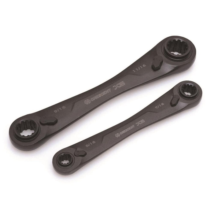 Crescent 2-Piece X6 4-in-1 Black Oxide Spline Ratcheting SAE Wrench Set