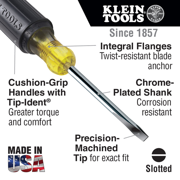 Klein Tools 600-4 1/4-Inch Keystone Cushion-Grip Screwdriver, Made in USA