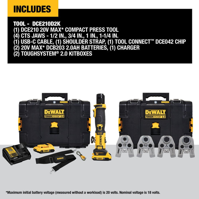 DeWALT 20V 1/2 In. to 1-1/4 In. Compact Press Tool Kit