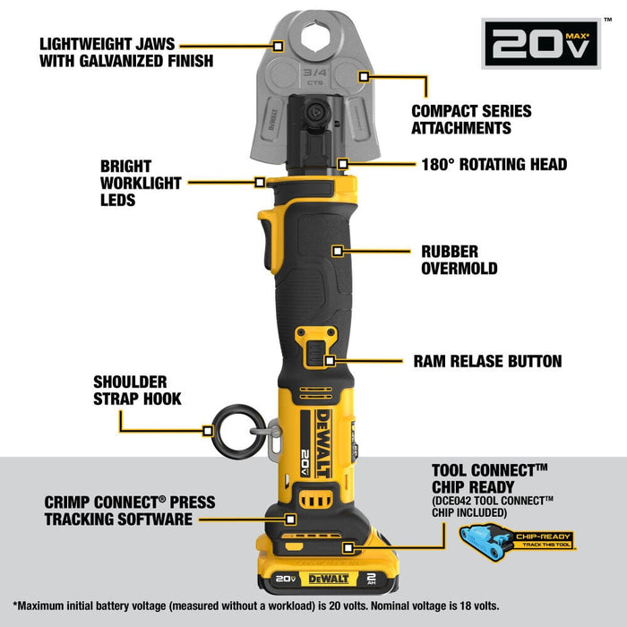 DeWALT 20V 1/2 In. to 1-1/4 In. Compact Press Tool Kit