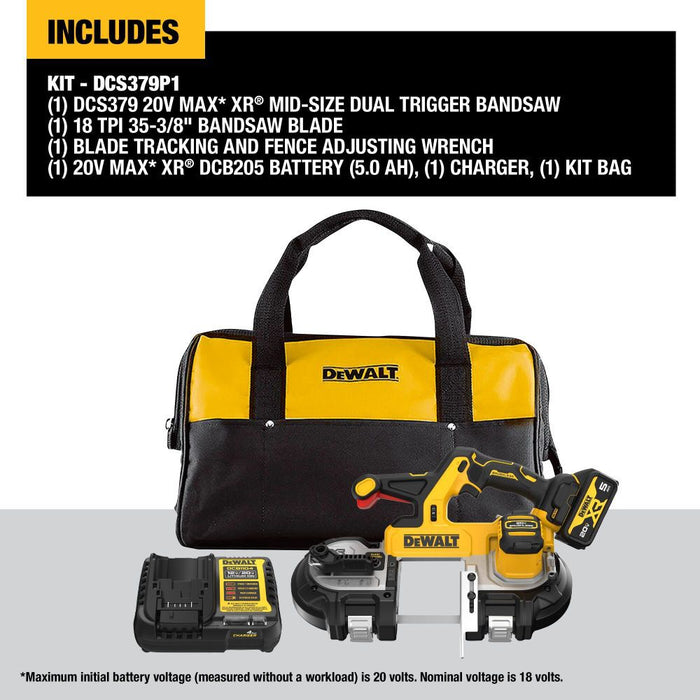 DeWALT 20V 3-1/4in Dual Switch Band Saw Kit