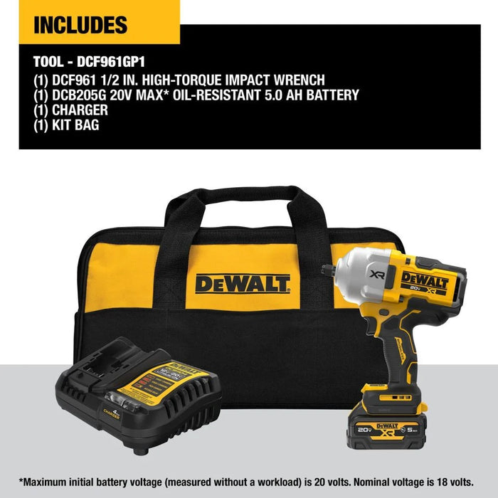 DeWALT (DCF961GP1) 20V MAX 1/2 XR High Torque Impact Wrench Kit