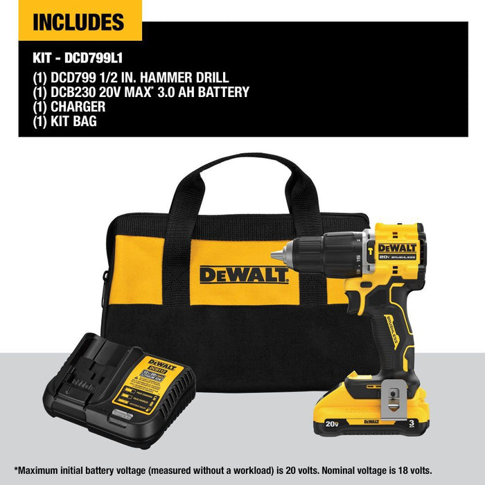 DeWALT 20V MAX 1/2 In. Hammer Drill ATOMIC COMPACT SERIES Cordless Kit