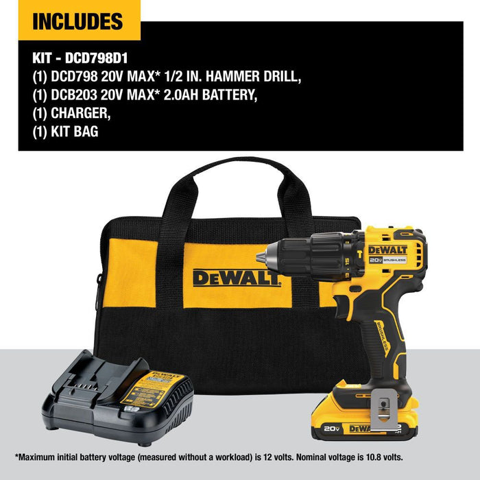 DeWALT 20V MAX Brushless Cordless 1/2 In. Hammer Drill Kit