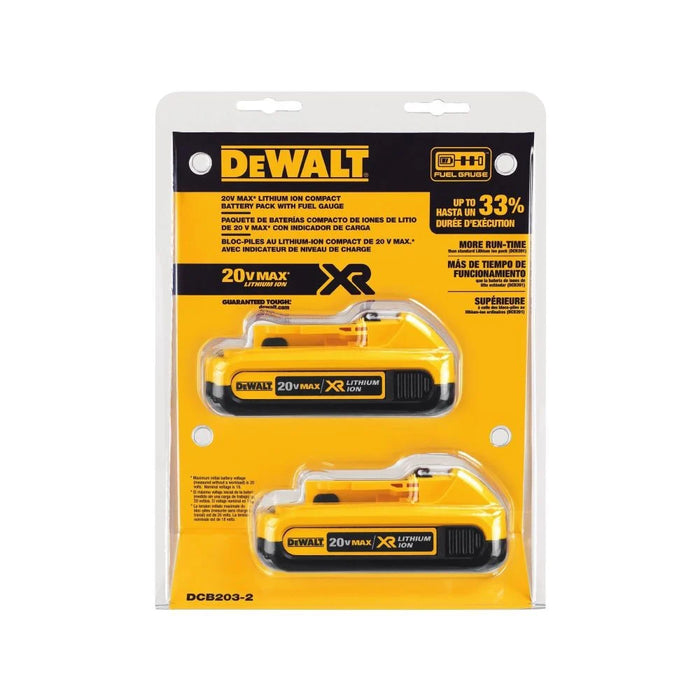 DeWALT (DCB203-2) 20V Max Lithium-Ion Compact Battery 2-Pack (2.0 Ah)