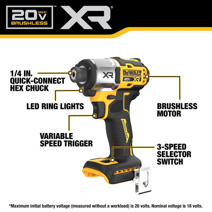 DeWALT 20V MAX XR 1/4 In. Impact Driver (Bare Tool)