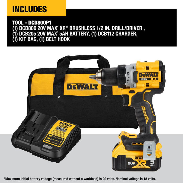 DeWALT 20V MAX XR Brushless Cordless 1/2 In. Drill/Driver Kit