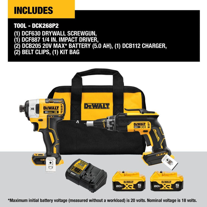 DeWALT 20V MAX XR Drywall Screwgun & Impact Driver Combo Kit