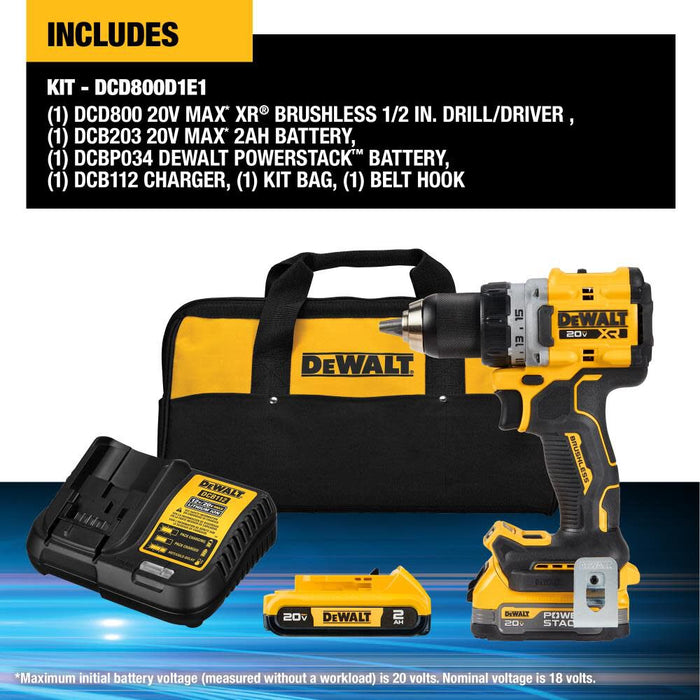 DeWALT 20V XR COMPACT DRILL DRIVER with POWERSTACK