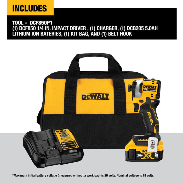 DeWALT ATOMIC 20V MAX Impact Driver Kit 1/4 In. 3-Speed Brushless Cordless