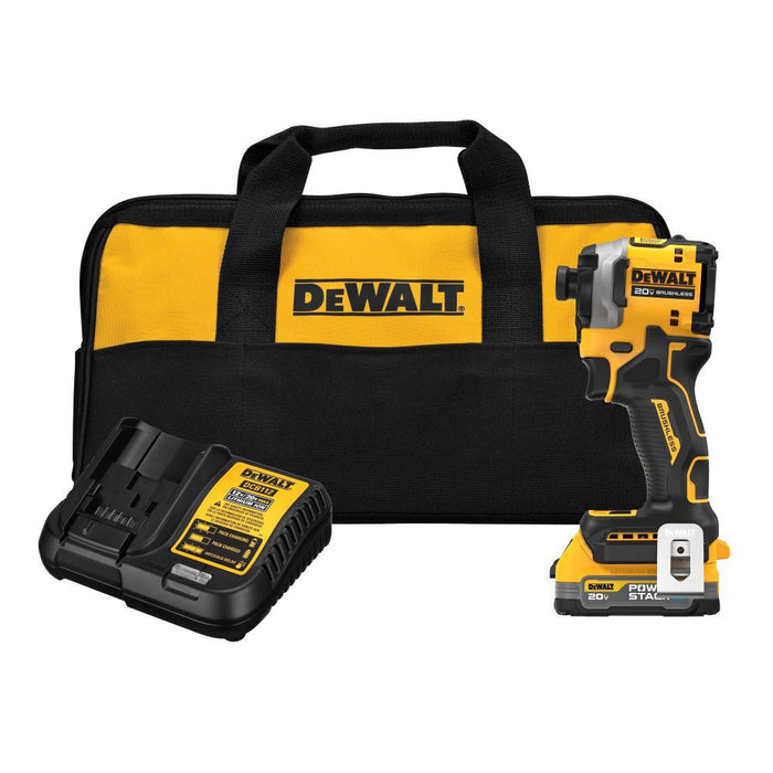 DeWALT ATOMIC Brushless Cordless 1/4 In. 3-Speed Impact Driver with POWERSTACK Compact Battery